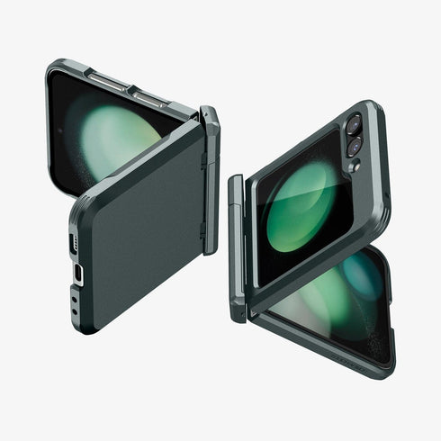 ACS06227 - Galaxy Z Flip 5 Case Tough Armor Pro in black showing the back with phone fully open